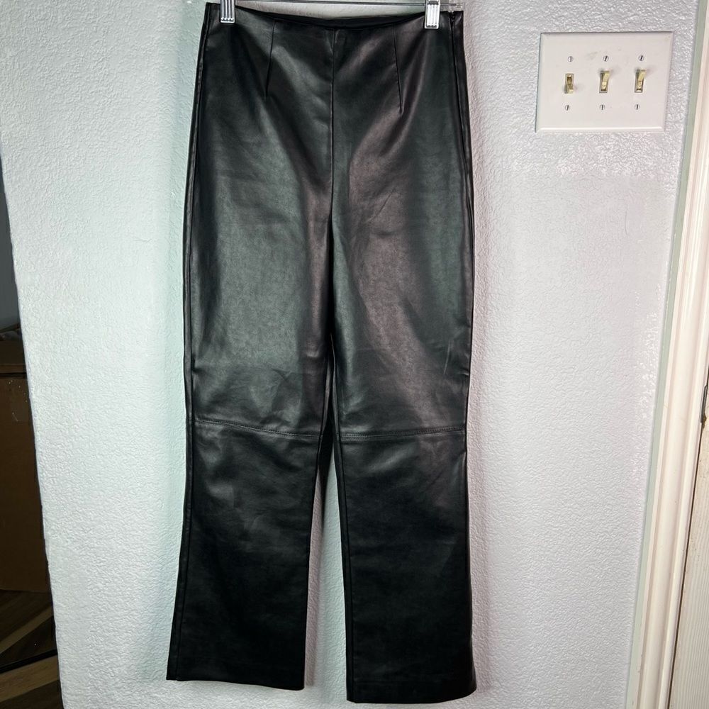 Wilfred Black Faux Leather Straight Leg  Women’s Moto Grunge Holiday Pants Sz 2 - Picture 2 of 11